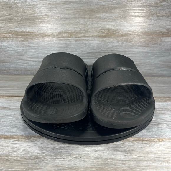 Oofos OOahh Mens Black Rubber Recovery Comfort Slide Sandals Size 12 - Picture 2 of 10